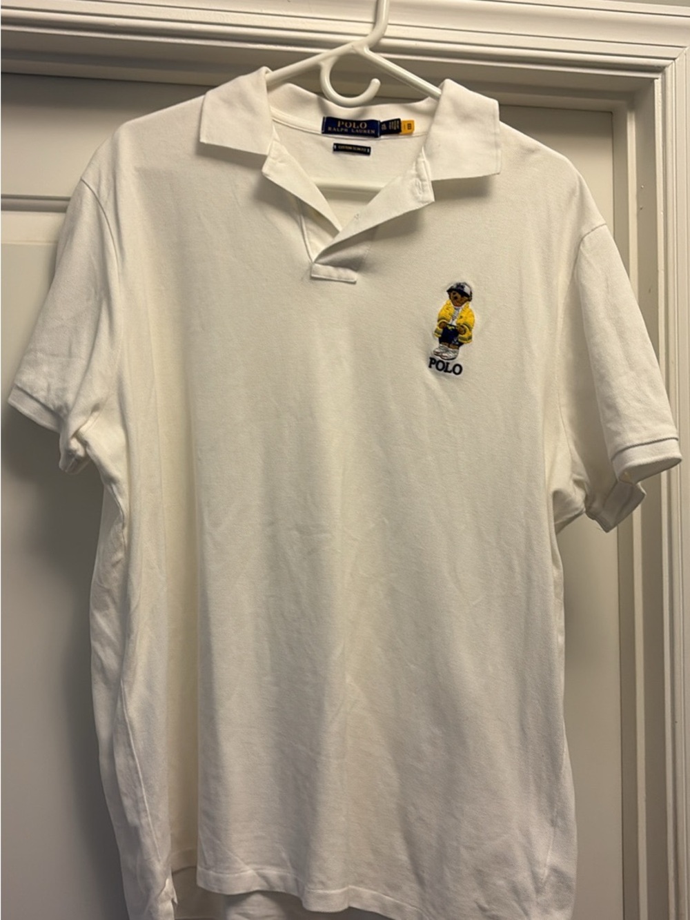 Ralph Lauren White Polo with Yellow Polo Bear Embroidery